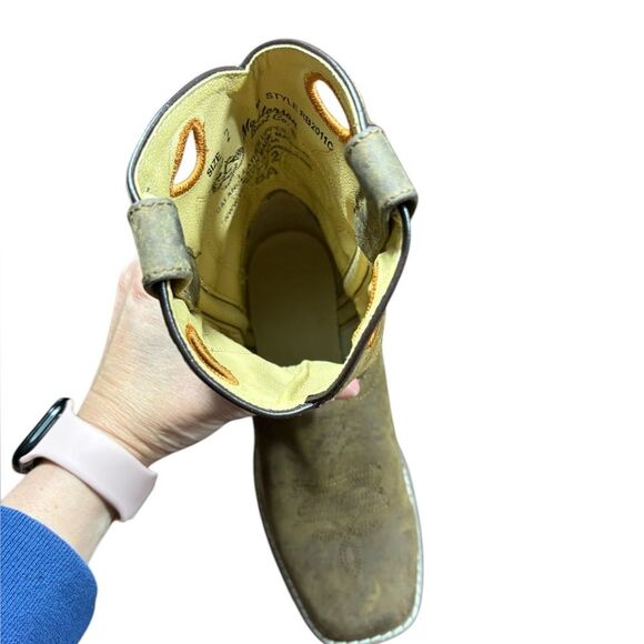 Masterson Boot Co Cowboy Western Boots Brown Leather Round Toe Kids Size 2 - Picture 9 of 9